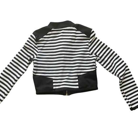 Arden B Womens/Teen Black and White Strip Jacket Size Small Vintage Cropped - Picture 2 of 6